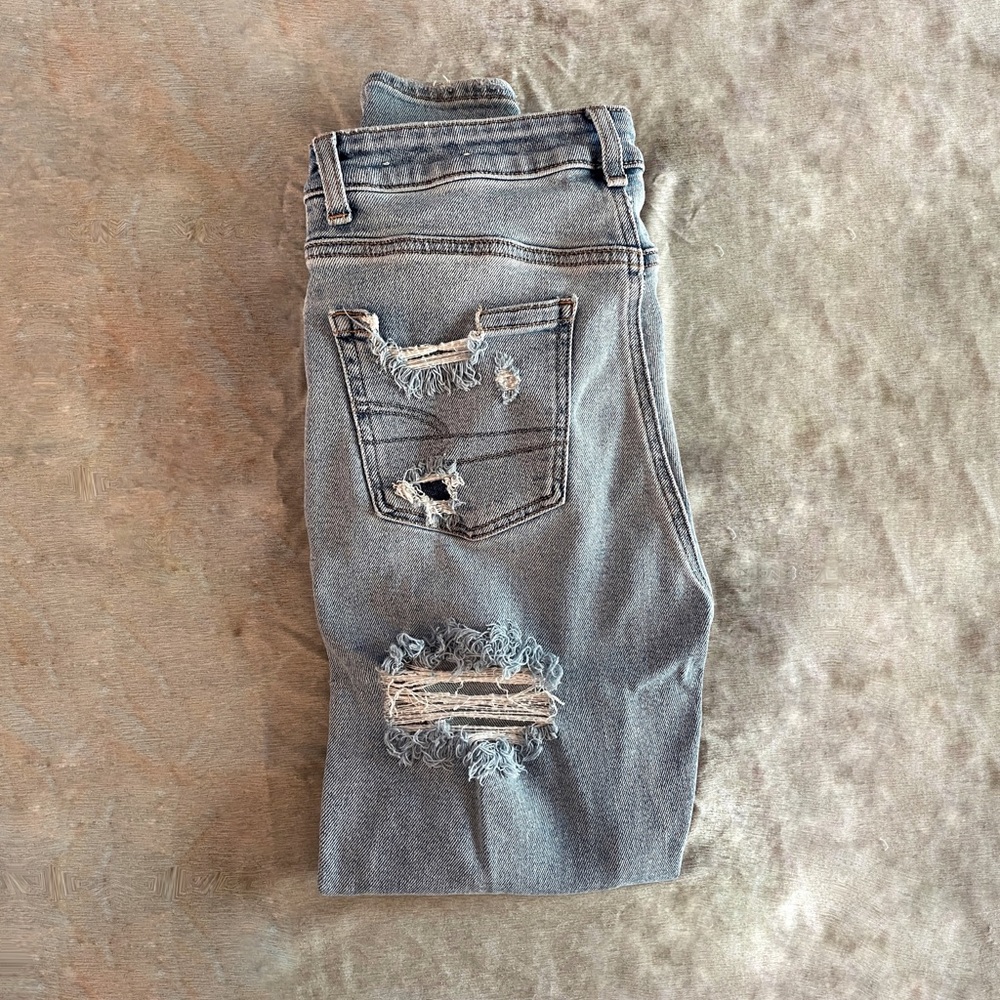 American Eagle Stretch Band High Waist Straight Leg Mom Jeans, Size 00 Regular